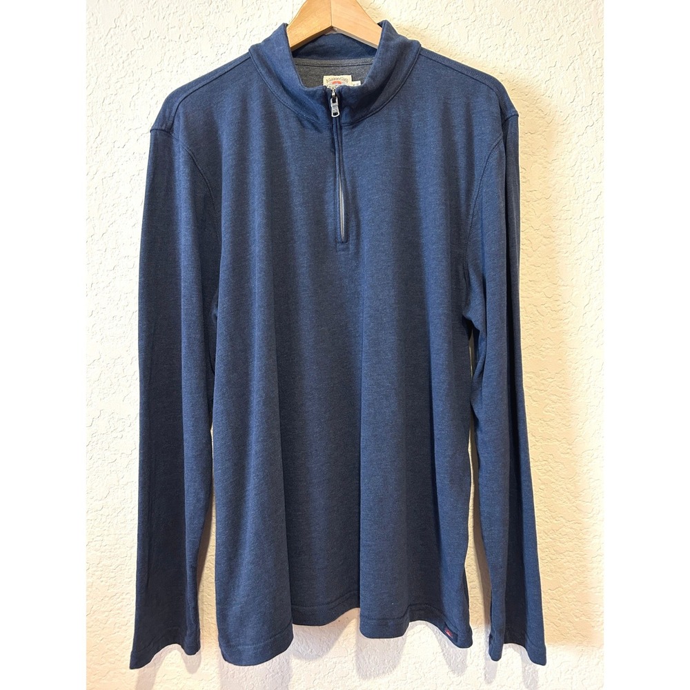 Faherty Mens 1/4 Zip Pullover Size XL Navy Blue Cotton Modal Preppy Coastal